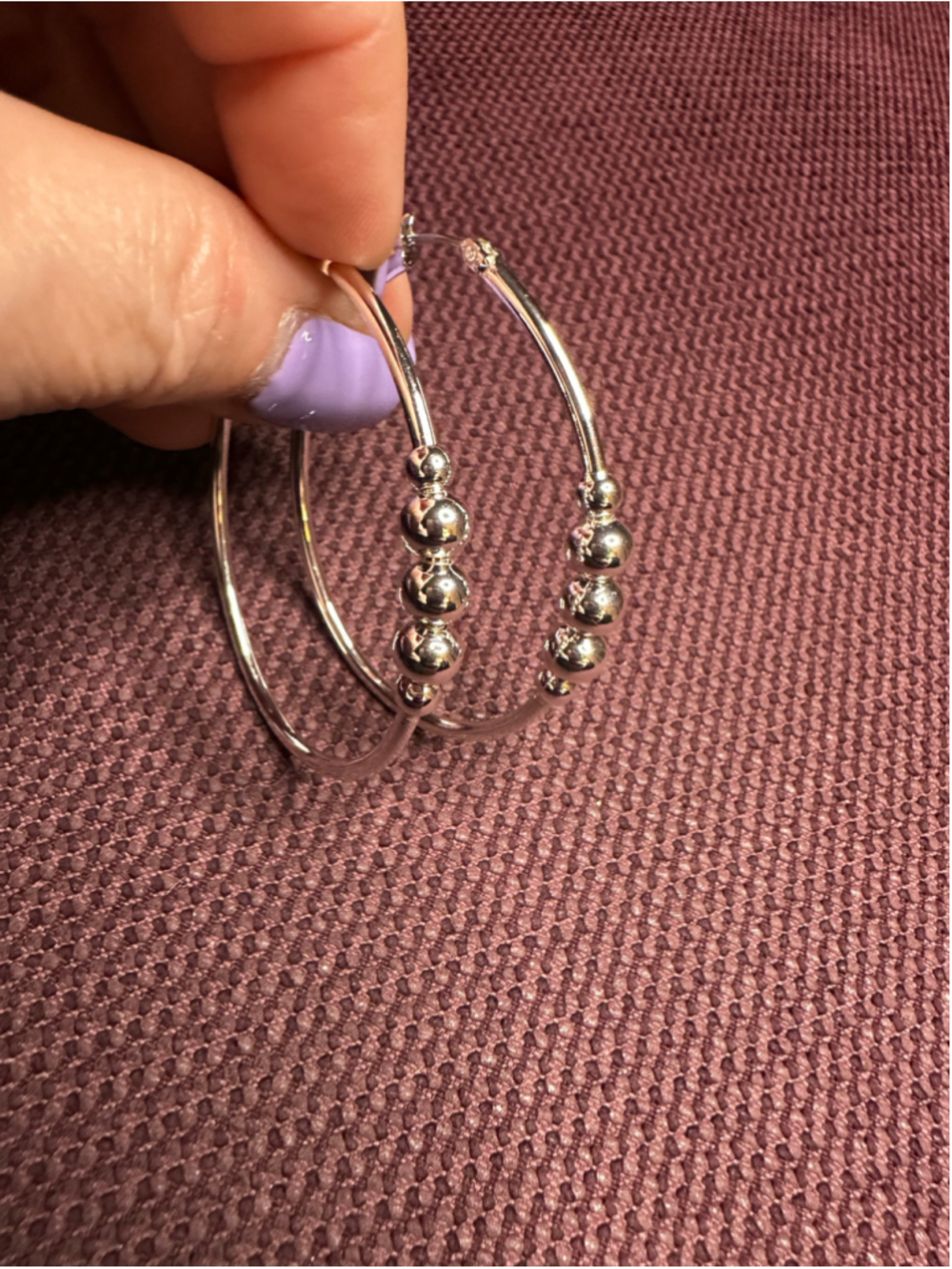 Silver Bead Hoop Earrings